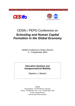 CESifo / PEPG Conference on Schooling and Human Capital