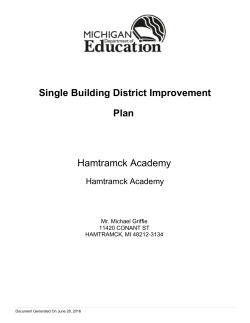 Single Building District Improvement Plan Hamtramck Academy