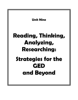 Reading, Thinking, Analyzing, Researching: Strategies for the GED