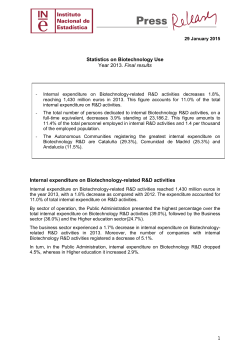 Statistics on Biotechnology Use Year 2013. Final results Internal