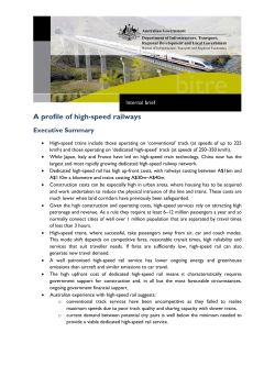 A profile of high-speed railways - Bureau of Infrastructure, Transport
