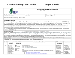 Creative Thinking &ndash; The Crucible Length: 3 Weeks Language Arts Unit