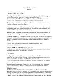 Handout 3 Phonetics and Phonology