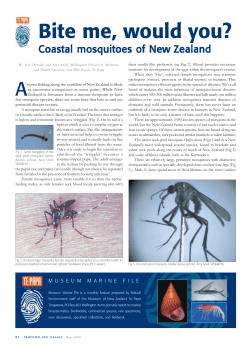 Derraik JGB, Snell A, Sirvid P. 2005. Coastal mosquitoes of New