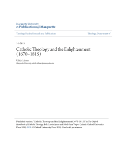 Catholic Theology and the Enlightenment (1670&ndash;1815)