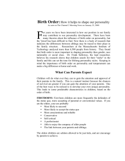 Birth Order:How it helps to shape our personality What Can Parents