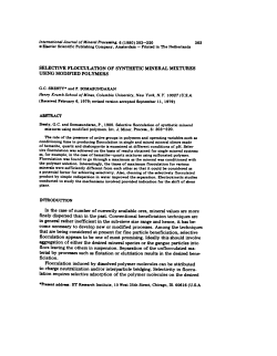 SELEcrIVE FLOCCULATION OF SYNTHETIC MINERAL MIXTURES