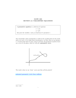MATH 1300 SECTION 4.8: PARAMETRIC EQUATIONS A parametric