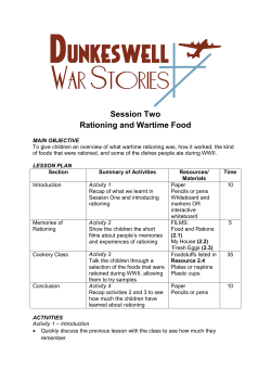 Session Two Rationing and Wartime Food