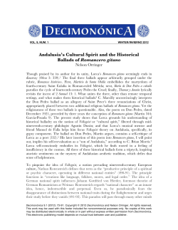 Andalusia`s Cultural Spirit and the Historical Ballads