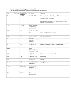 Tentative Chapter Three Assignments and Schedule Any and/or all
