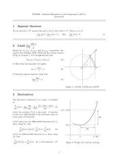 1 Squeeze theorem 2 Limit lim sinx x 3 Derivatives