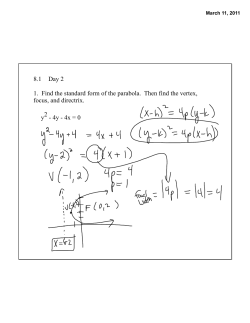 8.1 Day 2 1. Find the standard form of the parabola. Then find the