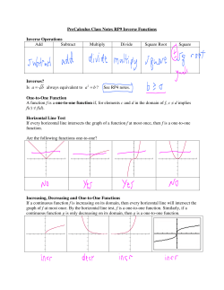 PreCalculus Class Notes RP9 Inverse Functions Inverse Operations