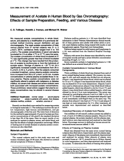 Measurement of Acetate in Human Blood by Gas Chromatography
