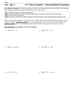 Solving Radical Equations