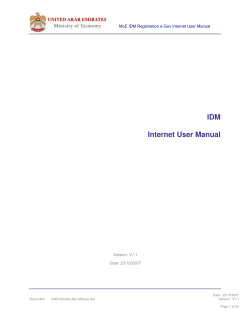 IDM Internet User Manual - e-Services | Ministry of Economy