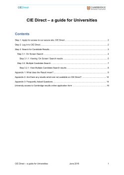 CIE Direct &ndash; a guide for Universities