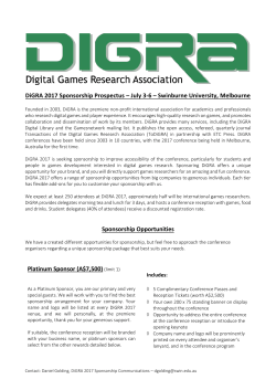 DiGRA 2017 Sponsorship Prospectus &ndash; July 3