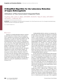 A Simplified Algorithm for the Laboratory Detection of Lupus