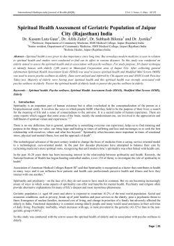 Spiritual Health Assessment of Geriatric Population of Jaipur City