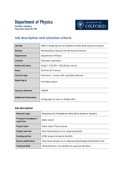 Job Description and Person Specification