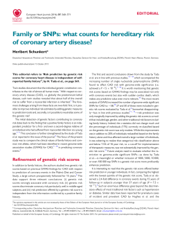 Family or SNPs: what counts for hereditary risk of coronary artery