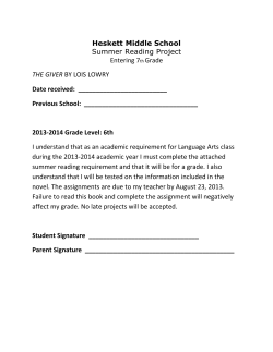 Heskett Middle School Summer Reading Project Entering 7th Grade