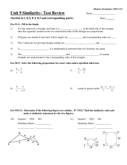Unit 9 Similarity– Test Review