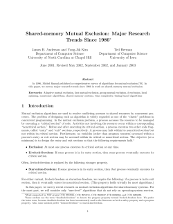 Shared-memory Mutual Exclusion: Major Research