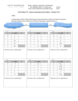 Exit Ticket 70 &ndash; Linear Functions from Tables &ndash; Section 5.13