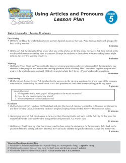 Using Articles and Pronouns Viewing Guide