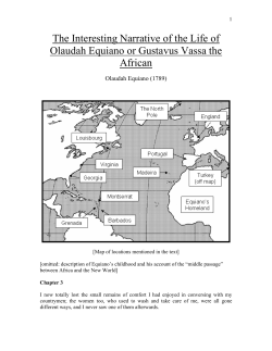 The Interesting Narrative of the Life of Olaudah Equiano or Gustavus