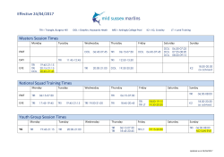 Effective 24/04/2017 Masters Session Times National Squad