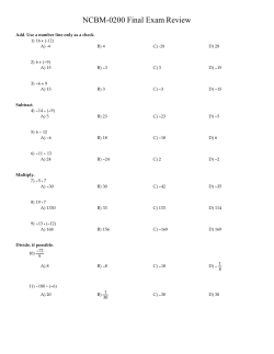 Final Exam Review NCBM0200
