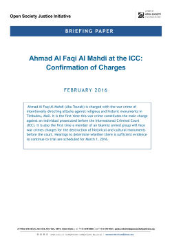 Ahmad Al Faqi Al Mahdi at the ICC: Confirmation of Charges