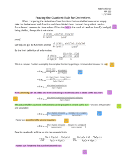 Proving!the!Quotient!Rule!for!Derivatives!
