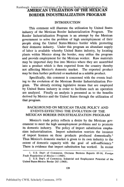 American Utilization of the Mexican Border Industrialization Program