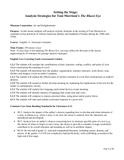 Analysis Strategies for Toni Morrison`s The Bluest Eye