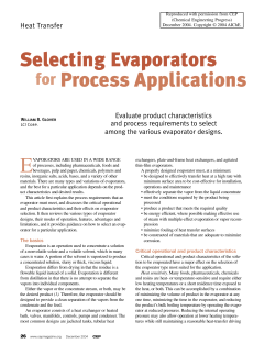 Selecting Evaporators Process Applications