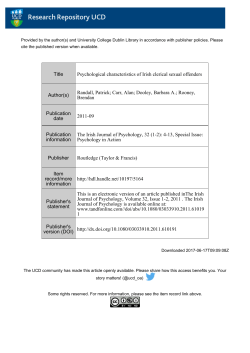 Title Psychological characteristics of Irish clerical sexual offenders