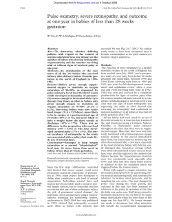 Pulse oximetry, severe retinopathy, and outcome at one year in