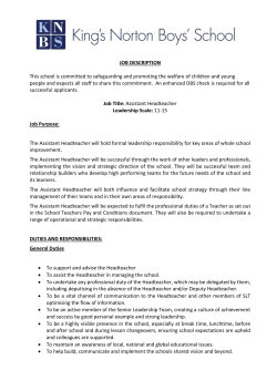 JOB DESCRIPTION This school is committed to safeguarding and
