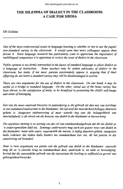 THE DILEMMA OF DIALECT IN THE CLASSROOM: A CASE FOR
