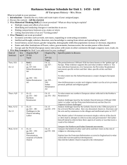 Unit 1 Harkness Schedule and Seminar Questions