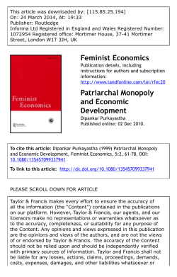 patriarchal monopoly and economic development