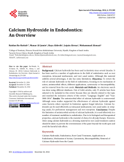 Calcium Hydroxide in Endodontics: An Overview
