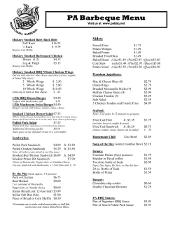 PA Barbeque Menu