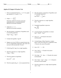Algebra II Chapter 8 Practice Test