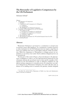 The Retransfer of Legislative Competences by the UK